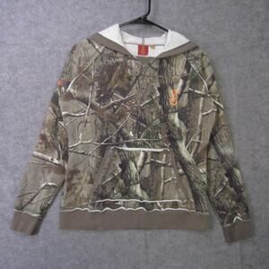 SHE Outdoor Hoodie Womens XS Brown Camo Fleece Pullover Hunting Sweatshirt Top